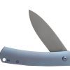 Kaviso x Laconico Keen CPM S35VN Folding Pocket Knife with Titanium Frame Lock Anodized Blue Stonewashed with Flipper Tab Deployment