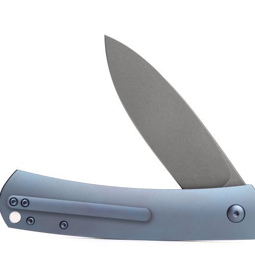 Kaviso x Laconico Keen CPM S35VN Folding Pocket Knife with Titanium Frame Lock with Flipper Tab Deployment Left Hand Blue