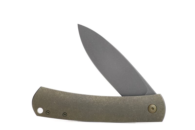 Kaviso x Laconico Keen CPM S35VN Folding Pocket Knife with Titanium Frame Lock Anodized Bronze Stonewashed with Flipper Tab Deployment