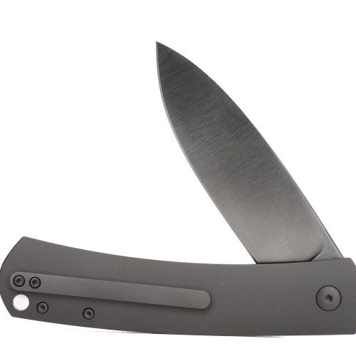 Kaviso x Laconico Keen CPM S35VN Folding Pocket Knife with Titanium Frame Lock with Flipper Tab Deployment Left Hand Grey