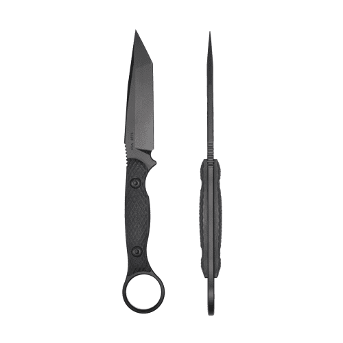 Toor Knives Serpent Fixed Blade Knife in Dark Shadow. Tactical Blade with Sheath and Tanto grind in cpm3v steel and G10 Handle