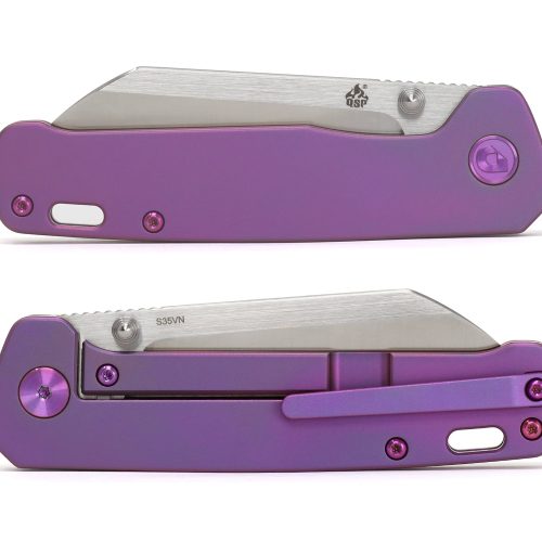 Drop + QSP Penguin Purple Titanium Frame Lock S35VN Folding Knife